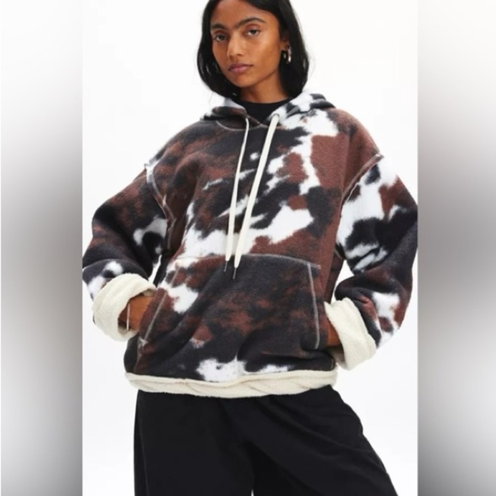 Urban Outfitters BDG Keaton Overszied Fleece Brown Camo Hoodie Sz M